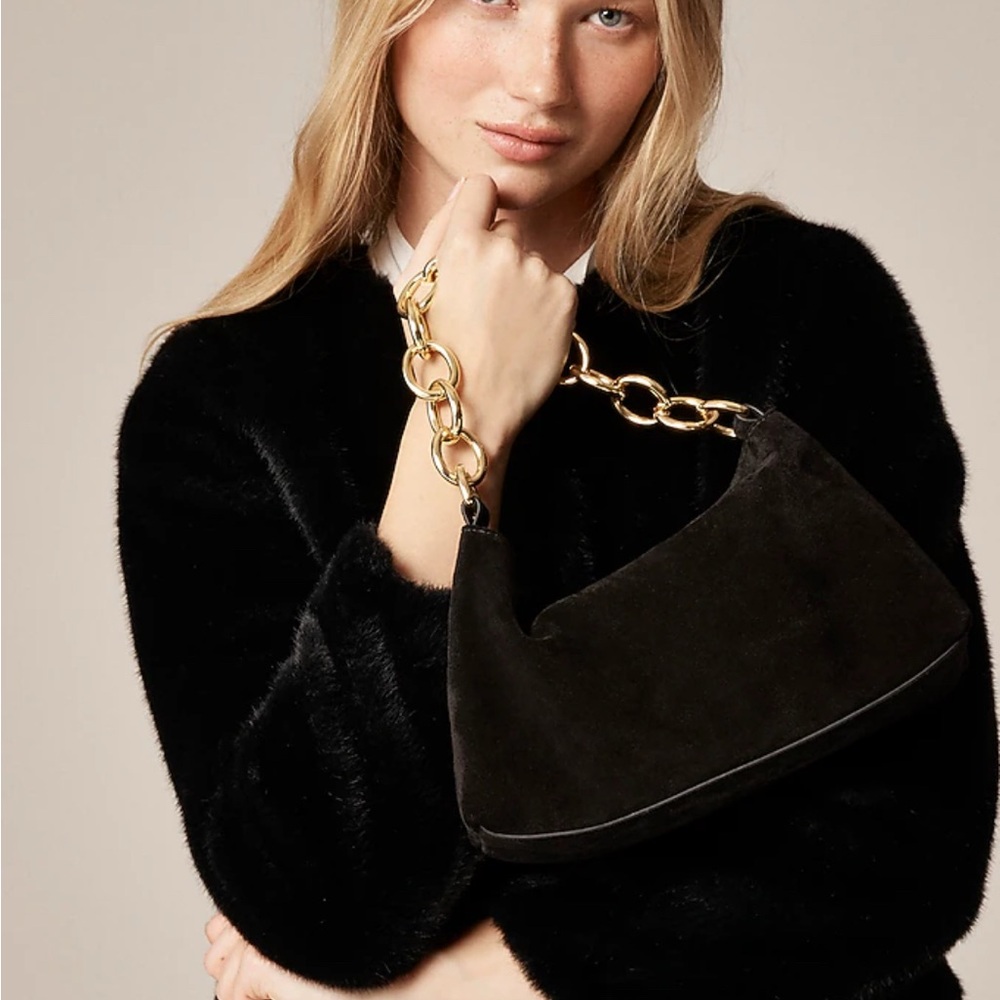 NWT JCrew  Berkeley small chainlink shoulder bag in suede